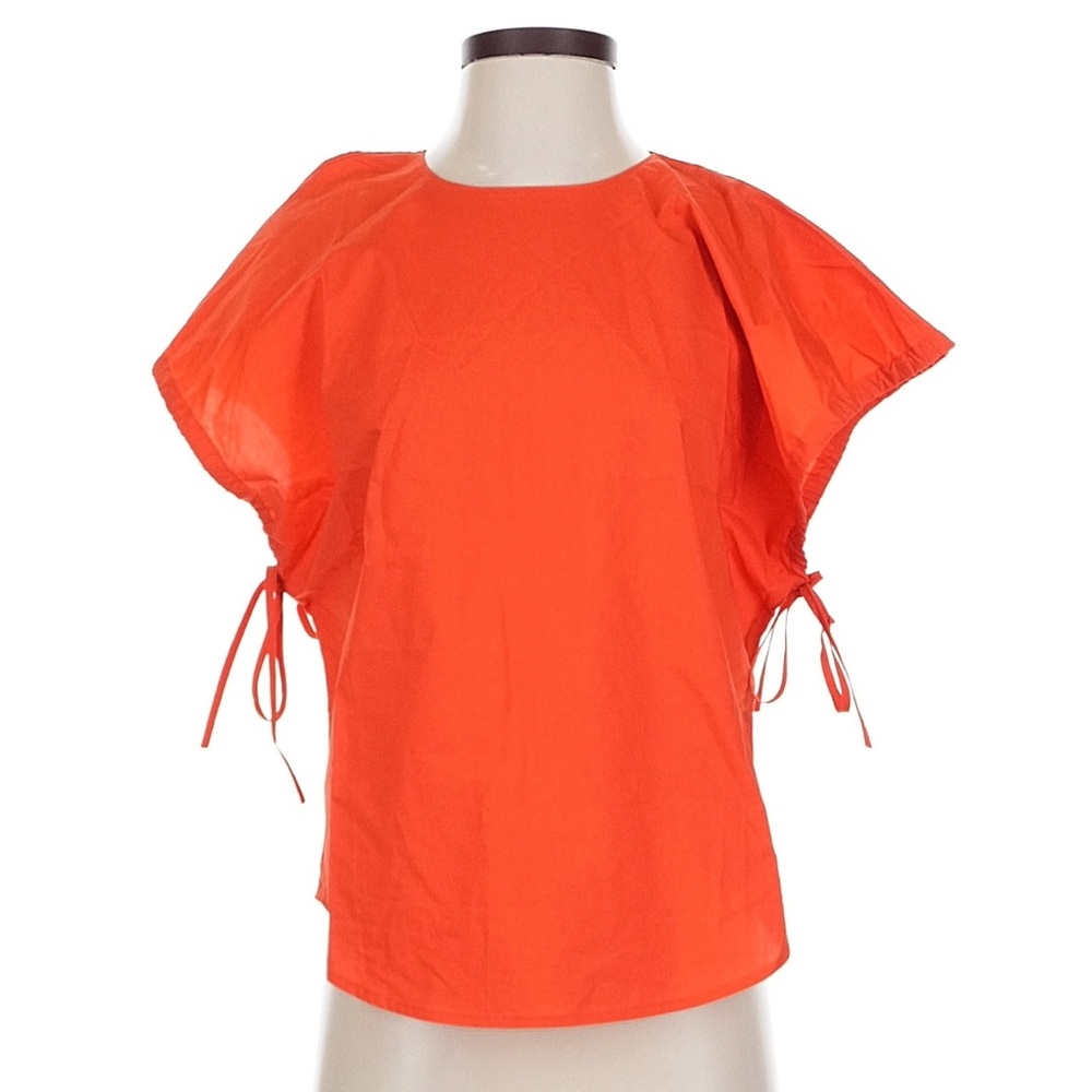 NWT Banana Republic Oversized Cotton Poplin Cinch Top Orange Tie Sleeves